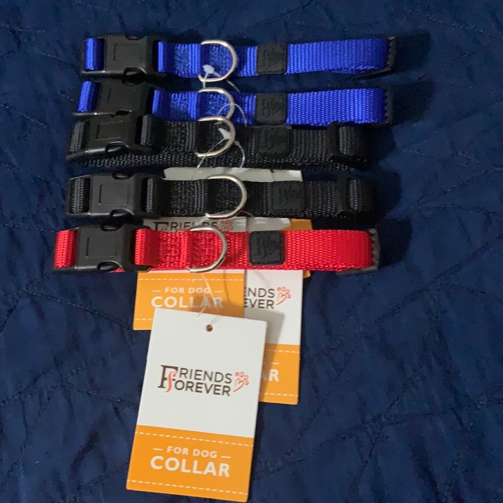 (S) Friends Forever Nylon Dog Collars 5 pack